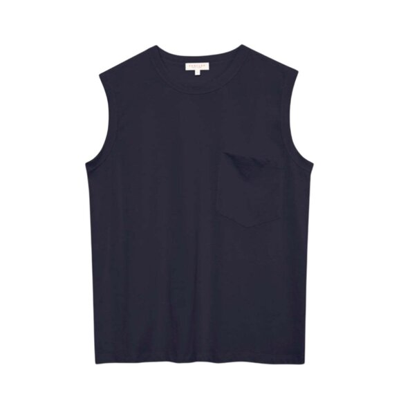 Demylee Debby T Shirt Top Womens XS Navy Blue Crew Neck Pima Cotton Sleeveless - Picture 1 of 13